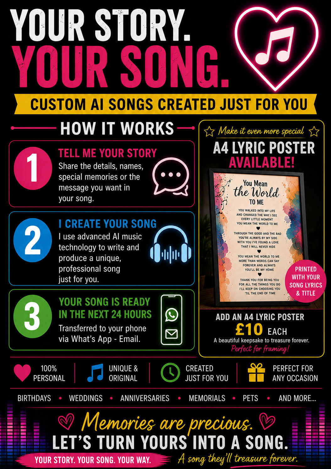 Your Story. Your Song. Custom songs created just for you.